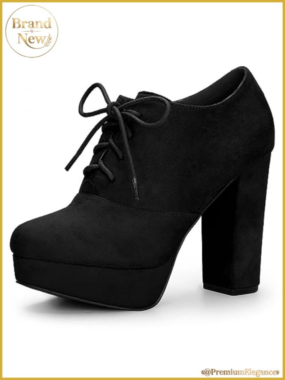 Faux Suede Platform Lace Up Chunky Heel Ankle Booties